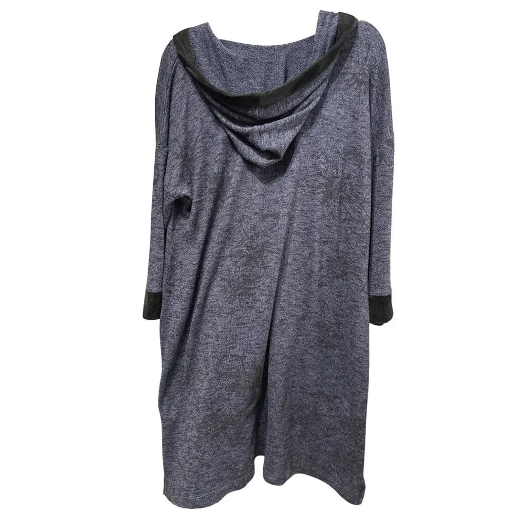 Simply Vera Wang Womens Blue Hooded Tunic Dress Coverup Floral Print Size XL - Picture 3 of 7